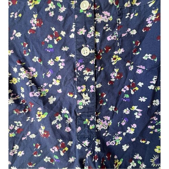 Women's VINTAGE blouse floral purple 3/4 sleeve Crewcuts J.crew U.K front button - Picture 9 of 11